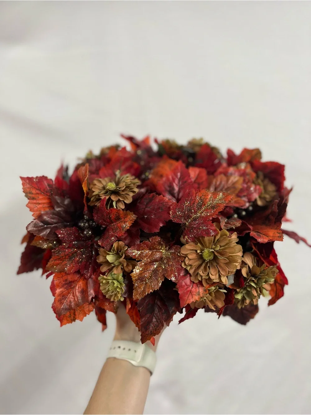 Autumn Faux Maple Leaf and Floral Centerpiece